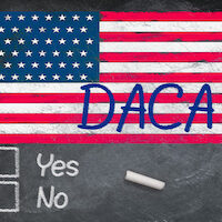 DACA concept using chalk on slate blackboard DACA concept using chalk on slate blackboard