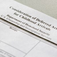 Closeup of USCIS Form I-821D, Consideration of Deferred Action