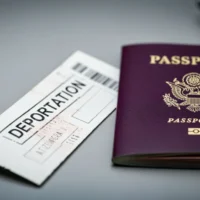 a-maroon-passport-lies-beside-a-document-labeled-deportation-on-a-gray-surface